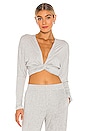 view 2 of 5 Long Sleeve Dolman Wrap Top in Light Grey