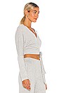 view 3 of 5 Long Sleeve Dolman Wrap Top in Light Grey