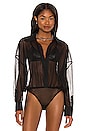 view 2 of 5 Super Oversized Boyfriend Shirt Bodysuit in Black Mesh