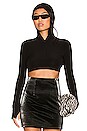 view 2 of 5 Long Sleeve Turtle Skull Cap Cropped Top in Black
