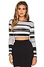 view 1 of 3 KAMALIKULTURE Crewneck Crop Top in Writing Stripe