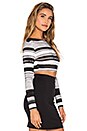 view 2 of 3 KAMALIKULTURE Crewneck Crop Top in Writing Stripe