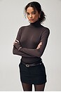view 1 of 9 Slim Fit Long Sleeve Turtle Top in Chocolate