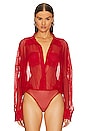 view 2 of 5 Super Oversized Shirt Bodysuit in Tiger Red
