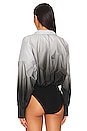 view 4 of 5 Super Oversized Boyfriend Shirt Bodysuit in Black & Grey Ombre