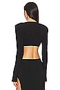 view 3 of 4 Cropped Shoulder Pad Long Sleeve Crew Top in Black