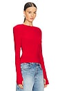 view 2 of 4 Shoulder Pad Long Sleeve Crew Top in Tiger Red