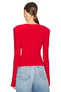 view 3 of 4 Shoulder Pad Long Sleeve Crew Top in Tiger Red