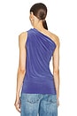 view 3 of 4 One Shoulder Peasant Top in Military Blue