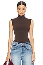 view 1 of 4 Slim Fit Sleeveless Turtleneck Top in Chocolate