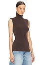 view 2 of 4 Slim Fit Sleeveless Turtleneck Top in Chocolate