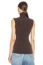 view 3 of 4 Slim Fit Sleeveless Turtleneck Top in Chocolate
