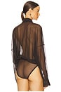 view 4 of 5 Super Oversized Bf Shirt Bodysuit in Espresso