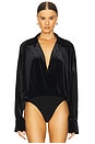 view 2 of 5 Super Oversized Velvet Boyfriend Shirt Bodysuit in Black