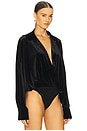 view 3 of 5 Super Oversized Velvet Boyfriend Shirt Bodysuit in Black