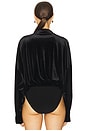 view 4 of 5 Super Oversized Velvet Boyfriend Shirt Bodysuit in Black