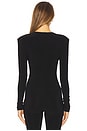 view 3 of 4 Long Sleeve Shoulder Pad V Neck Top in Black