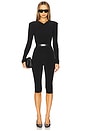 view 4 of 4 Long Sleeve Shoulder Pad V Neck Top in Black
