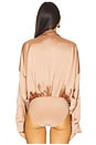 view 4 of 5 Super Oversized Boyfriend Neck Shirt Bodysuit in Cappuccino