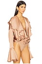 view 3 of 5 Long Sleeve Ruffle Bodysuit in Cappuccino