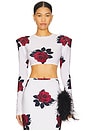 view 1 of 4 Shoulder Pad Crop Top in Red Rose