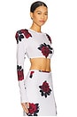 view 2 of 4 Shoulder Pad Crop Top in Red Rose