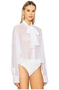 view 3 of 5 x REVOLVE Oversized Boyfriend Neck Shirt Bodysuit in Snow White