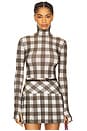 view 1 of 4 Slim Fit Long Sleeve Turtleneck Top in Bark Box Plaid