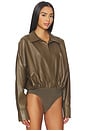 view 3 of 5 Super Oversized Boyfriend Shirt Bodysuit in Bark