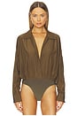 view 2 of 5 x REVOLVE Super Oversized Boyfriend Shirt Bodysuit in Bark