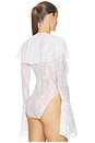 view 4 of 5 Long Sleeve Deep V Ruffle Bodysuit in Snow White