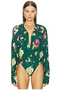 view 2 of 5 Super Oversized Boyfriend Shirt Bodysuit in Floral Green Multi