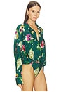 view 3 of 5 Super Oversized Boyfriend Shirt Bodysuit in Floral Green Multi