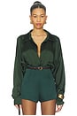 view 1 of 5 Super Oversized Boyfriend Shirt Bodysuit in Dark Emerald