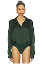 view 2 of 5 Super Oversized Boyfriend Shirt Bodysuit in Dark Emerald