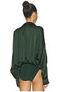 view 4 of 5 Super Oversized Boyfriend Shirt Bodysuit in Dark Emerald