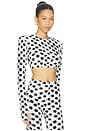 view 2 of 4 Cropped Long Sleeve Shoulder Pad Top in Paint Dot