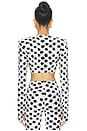 view 3 of 4 Cropped Long Sleeve Shoulder Pad Top in Paint Dot