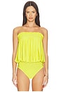 view 2 of 5 Strapless Peasant Bodysuit in Serene Yellow