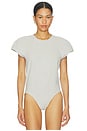view 2 of 5 Cap Sleeve Bomber Bodysuit in Light Heather Grey