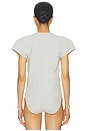 view 4 of 5 Cap Sleeve Bomber Bodysuit in Light Heather Grey
