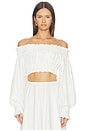 view 1 of 4 Long Sleeve Peasant Cropped Top in Snow White