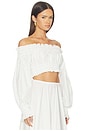 view 2 of 4 Long Sleeve Peasant Cropped Top in Snow White