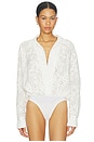 view 2 of 6 Super Oversized Boyfriend Shirt Bodysuit in Snow White