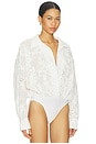 view 3 of 6 Super Oversized Boyfriend Shirt Bodysuit in Snow White