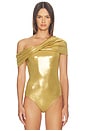 view 2 of 6 BODY À CAPUCHE SANS MANCHES À ENCOLURE BÉNITIER ET DOS NU in Rich Gold