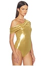 view 3 of 6 BODY À CAPUCHE SANS MANCHES À ENCOLURE BÉNITIER ET DOS NU in Rich Gold
