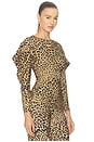 view 2 of 5 Wing Sleeve Side Drape Top in Cheetah Patch