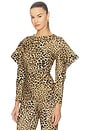 view 4 of 5 Wing Sleeve Side Drape Top in Cheetah Patch