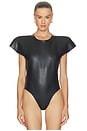 view 2 of 5 Cap Sleeve Bomber Bodysuit in Black
